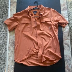 Short Sleeve Flatwood Threads Button Up | Polyester Casual Sporty | Large | New